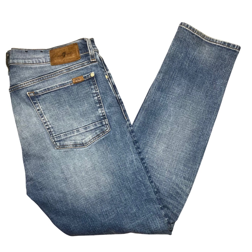 7 For All Mankind Adrien Jeans Mens 36 Blue Slim Taper Medium Wash Button Fly